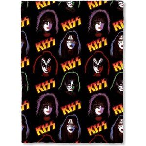 New Licensed Kiss Rock Band Faces Gene Paul Plush Throw Blanket Gift Logo Ace